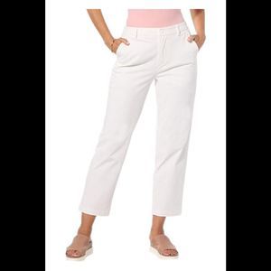 Lacey Chabert Stretch Woven Twill Ankle Pant White - Petite